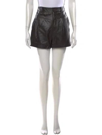 Pre-owned Ba&sh Leather Mini Shorts In Black
