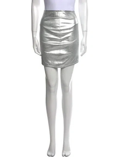 Pre-owned Ba&sh Leather Mini Skirt In Silver