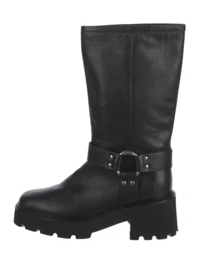 Pre-owned Ba&sh Leather Moto Boots In Black