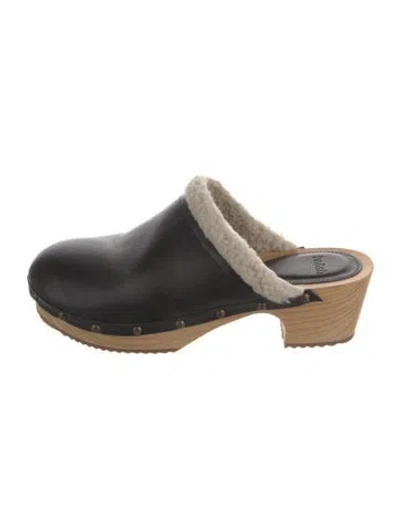 Pre-owned Ba&sh Leather Mules In Black