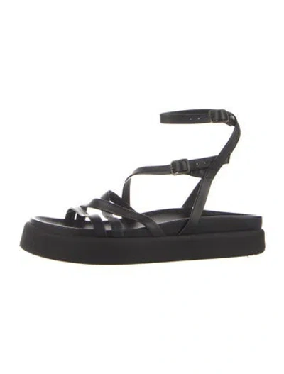 Pre-owned Ba&sh Leather Sandals In Black