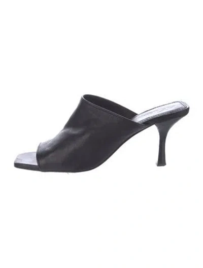 Pre-owned Ba&sh Leather Slides In Black