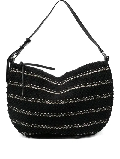 Ba&sh Leather-trimmed Knitted Shoulder Bag