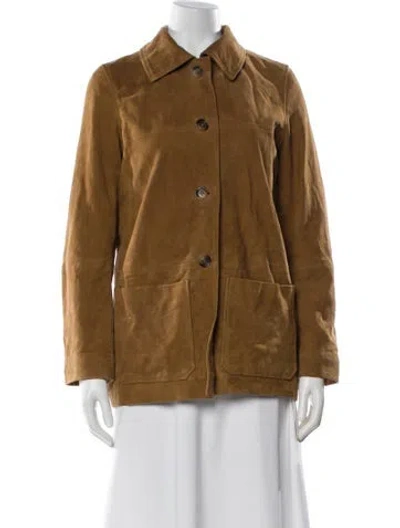 Pre-owned Ba&sh Leather Utility Jacket W/ Tags In Brown