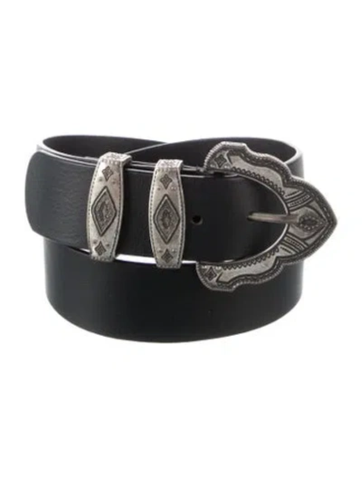 Pre-owned Ba&sh Leather Waist Belt In Black