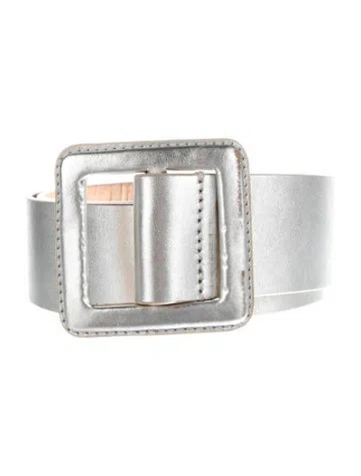 Pre-owned Ba&sh Leather Waist Belt In Metallic/silver