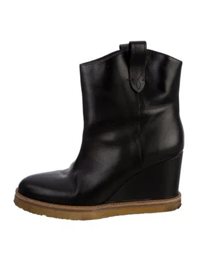 Pre-owned Ba&sh Leather Western Boots In Black