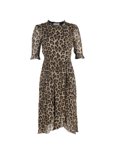 Pre-owned Ba&sh Leopard-print Midi Dress In Brown