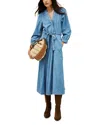 Ba&sh Belted V-neck Denim Dress In Blue