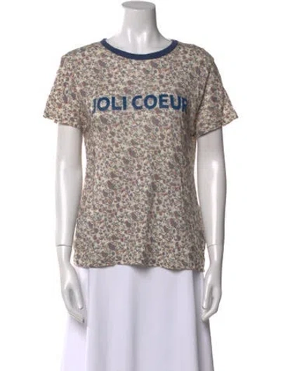 Pre-owned Ba&sh Linen Printed T-shirt In Neutral
