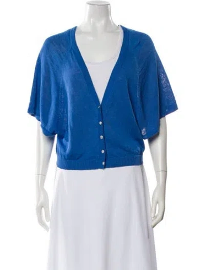 Pre-owned Ba&sh Linen V-neck Sweater In Blue