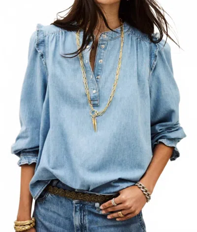 Ba&sh Lio Denim Top In Light Used Blue In Pink