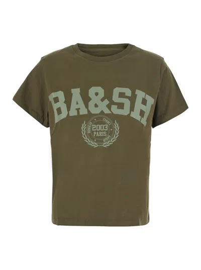 Ba&sh Logo-graphic Cotton T-shirt In Green