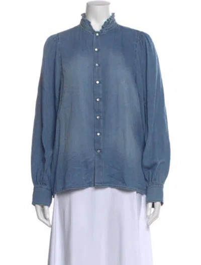 Pre-owned Ba&sh Long Sleeve Blouse In Blue