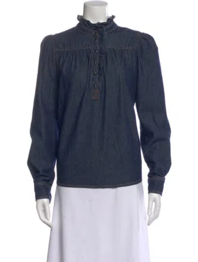 Pre-owned Ba&sh Long Sleeve Blouse In Blue