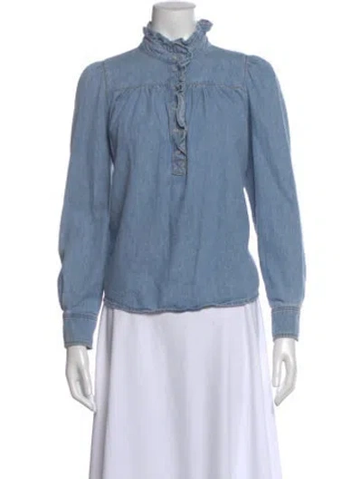 Pre-owned Ba&sh Long Sleeve Blouse In Blue