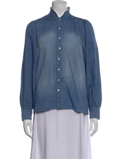 Pre-owned Ba&sh Long Sleeve Blouse In Blue