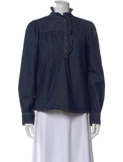 Pre-owned Ba&sh Long Sleeve Blouse In Blue