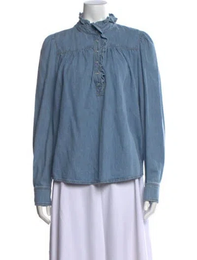 Pre-owned Ba&sh Long Sleeve Blouse In Blue