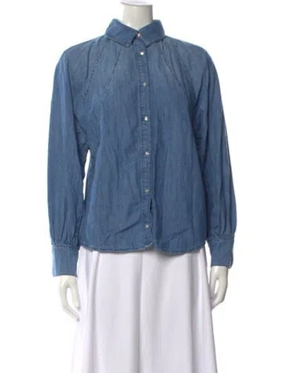 Pre-owned Ba&sh Long Sleeve Blouse In Blue