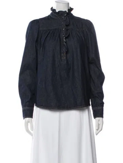 Pre-owned Ba&sh Long Sleeve Blouse In Blue