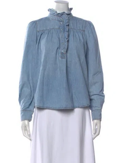 Pre-owned Ba&sh Long Sleeve Blouse In Blue