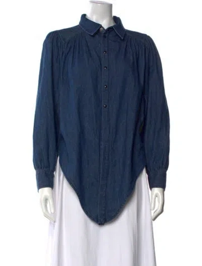 Pre-owned Ba&sh Long Sleeve Blouse In Blue