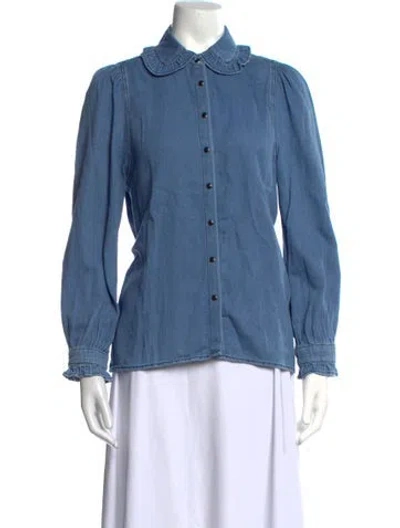 Pre-owned Ba&sh Long Sleeve Blouse In Blue
