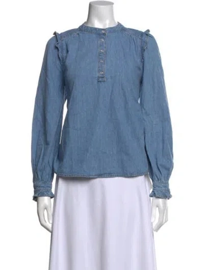 Pre-owned Ba&sh Long Sleeve Blouse W/ Tags In Blue