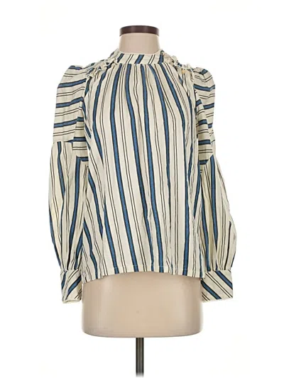 Pre-owned Ba&sh Long Sleeve Blouse In White