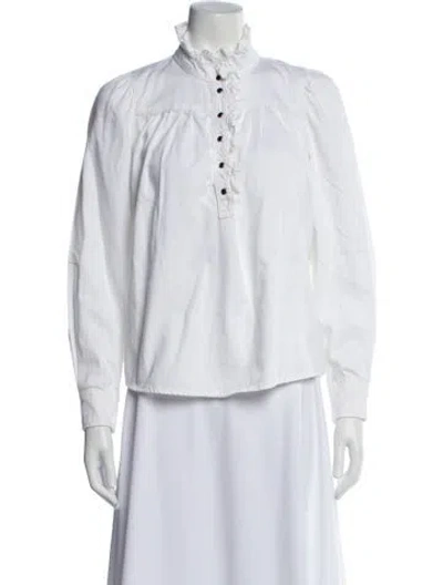 Pre-owned Ba&sh Long Sleeve Blouse In White