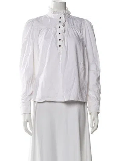 Pre-owned Ba&sh Long Sleeve Blouse In White
