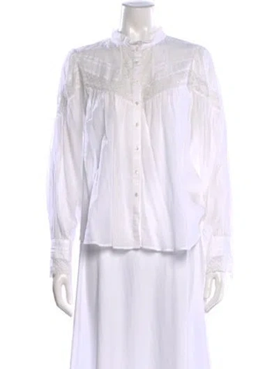 Pre-owned Ba&sh Long Sleeve Blouse In White