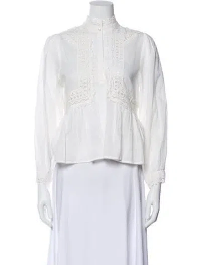 Pre-owned Ba&sh Long Sleeve Blouse In White