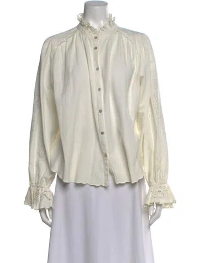 Pre-owned Ba&sh Long Sleeve Blouse In White