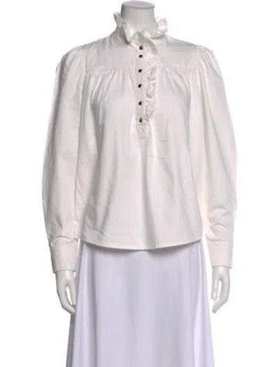 Pre-owned Ba&sh Long Sleeve Blouse In White