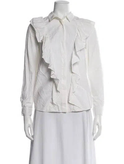 Pre-owned Ba&sh Long Sleeve Blouse In White