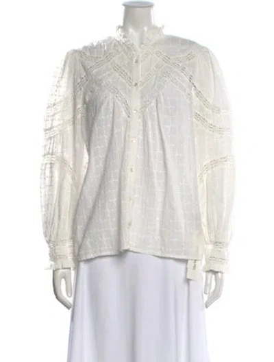 Pre-owned Ba&sh Long Sleeve Blouse In White