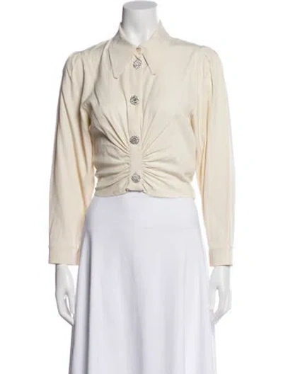 Pre-owned Ba&sh Long Sleeve Blouse In White