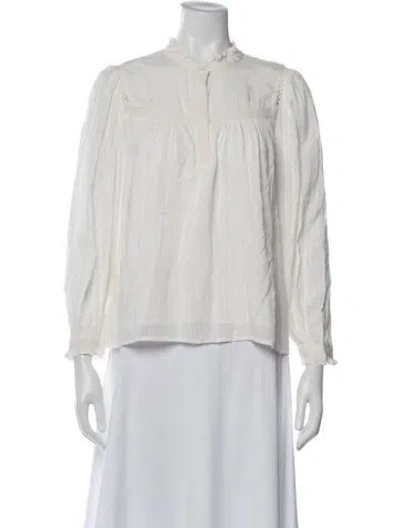 Pre-owned Ba&sh Long Sleeve Blouse In White
