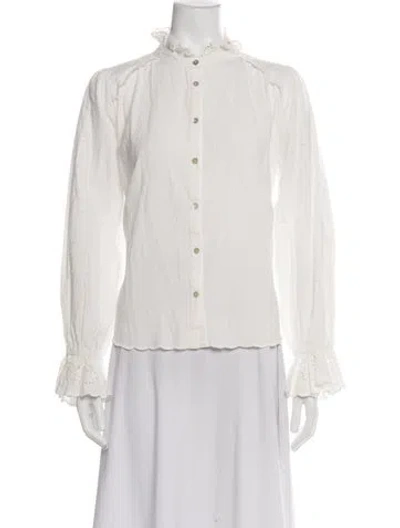 Pre-owned Ba&sh Long Sleeve Blouse In White