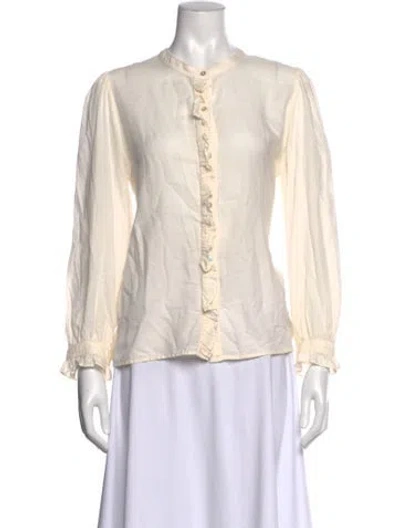 Pre-owned Ba&sh Long Sleeve Blouse In White