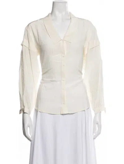 Pre-owned Ba&sh Long Sleeve Blouse In White