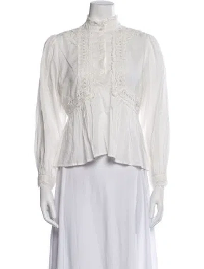 Pre-owned Ba&sh Long Sleeve Blouse In White