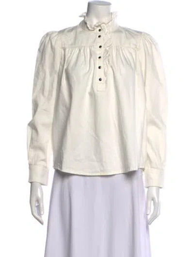 Pre-owned Ba&sh Long Sleeve Blouse In White