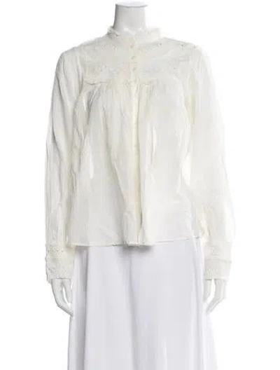 Pre-owned Ba&sh Long Sleeve Blouse In White