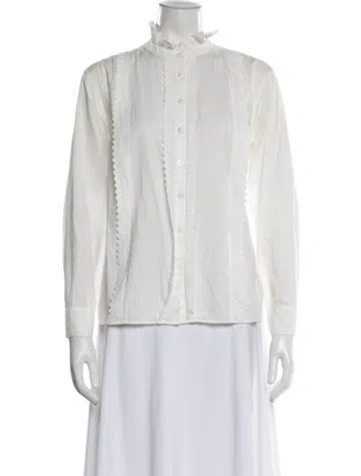 Pre-owned Ba&sh Long Sleeve Blouse In White