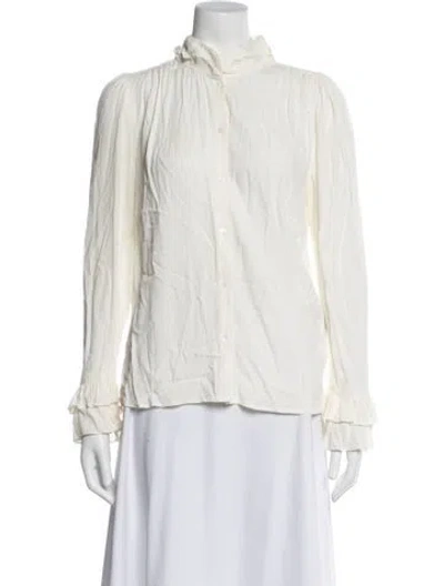 Pre-owned Ba&sh Long Sleeve Blouse In White