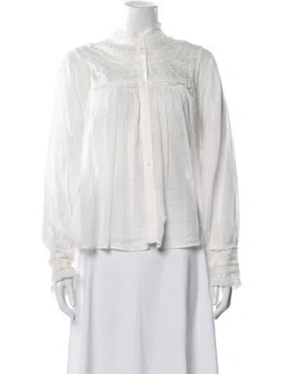 Pre-owned Ba&sh Long Sleeve Blouse In White