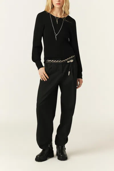 Ba&sh Long Sleeve Boat Neck Collar Sweater Baya For Women In Black